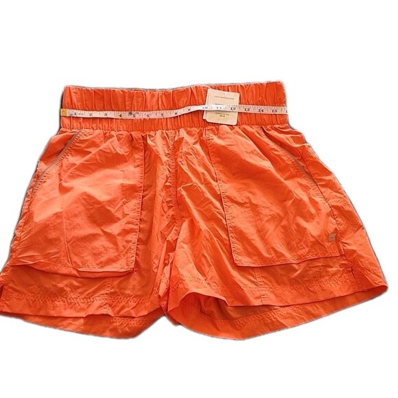 NWT FABLETICS Women's Ultra High Waisted Piped Nylon Shorts Orange | Size L - Picture 7 of 8